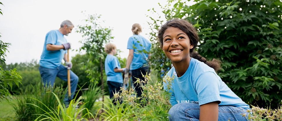 Volunteers Working on a Garden